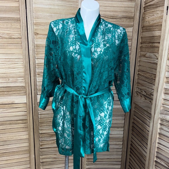 Victoria's Secret Other - Victoria Secret Robe & Teddy Gold Label Vintage Elegant Teal Lace Belt Size L